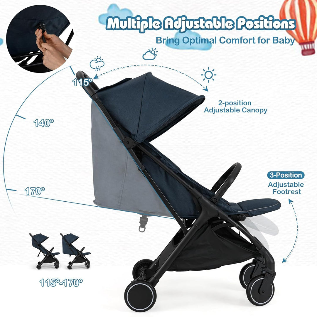 LIFEZEAL Klappbarer Kinderwagen, Kinderbuggy mit verstellbarer Rückenlehne, Buggy mit Schlaffunktion