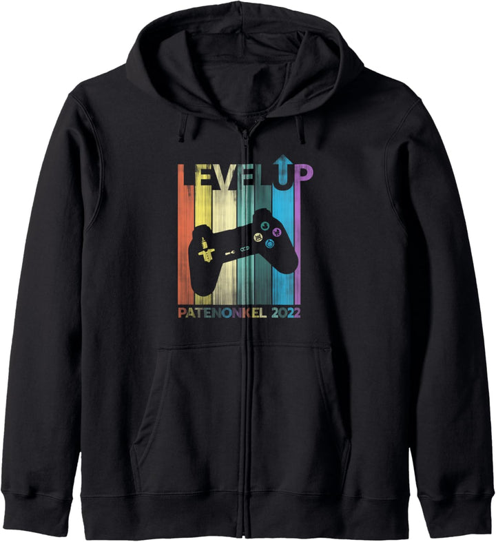 Ich werde Patenonkel 2022 Level Up Gamer Retro Vintage Stil Kapuzenjacke