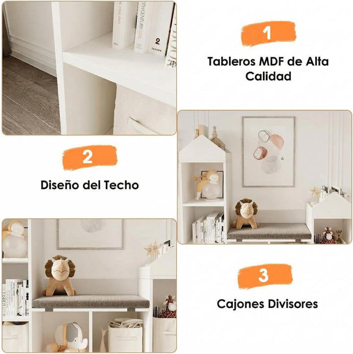 Garvee Kinder Bücherregal mit Lese Breite Kinder Bücherregal 6-Cubby Spielzeug Aufbewahrung Organize