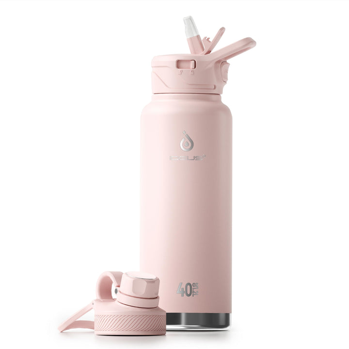 IDEUS Vakuumisolierte Wasserflasche, 40 Oz (1140 ml) Edelstahl Doppelwand Flasche Metall Sport Kanti