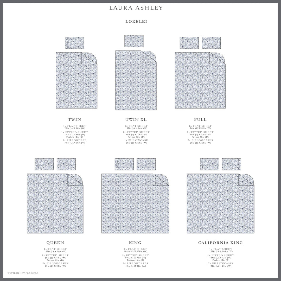 Laura Ashley Home – Queen-Bettlaken, weiches Satin-Baumwoll-Bettwäsche-Set – elegant, glatt und atmu