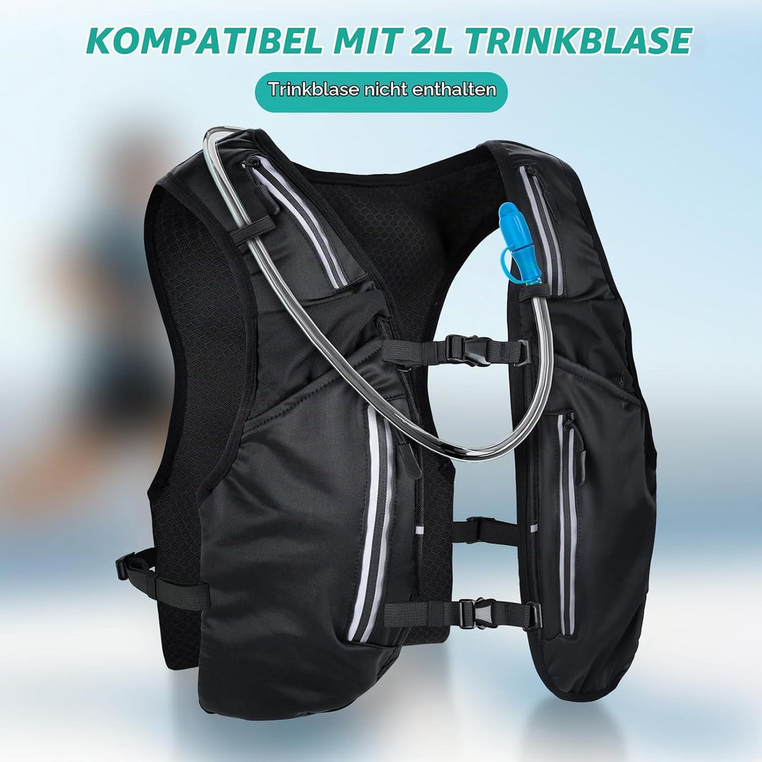 Nextyu Laufweste Damen &amp; Herren, Trinkrucksack mit 2 500ML Trinkflaschenfächern &amp; Grosse Handytasche