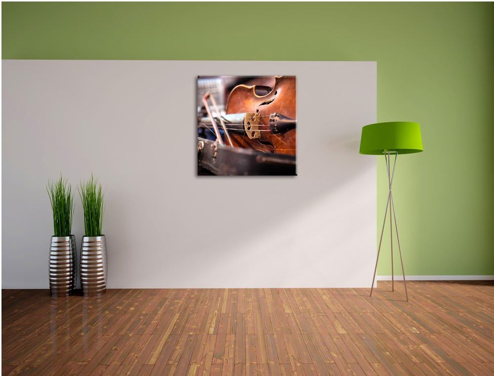 Pixxprint Alte Violine, Format: 70x70 auf Leinwand, XXL riesige Bilder fertig gerahmt mit Keilrahmen