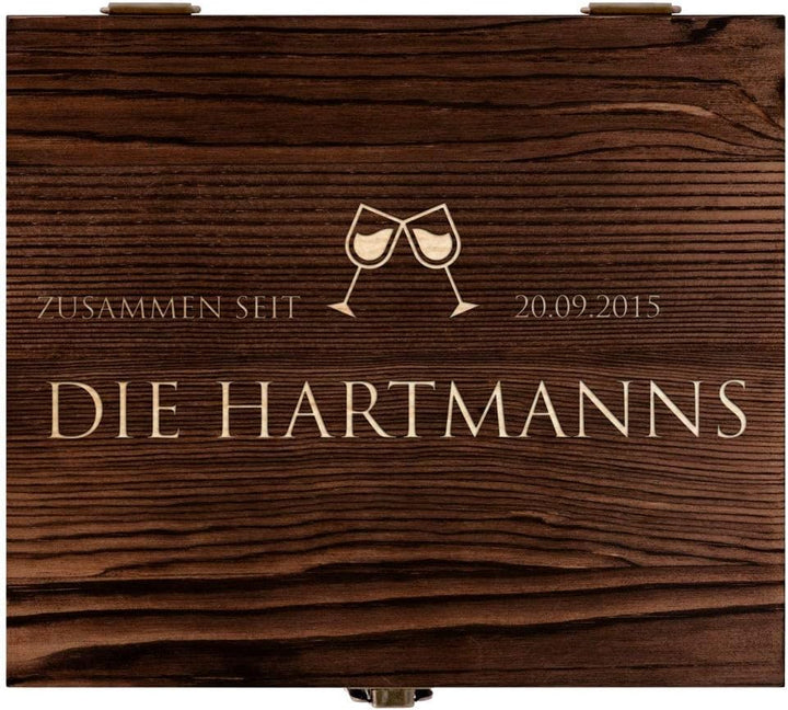 Maverton Whisky Steine Set - in Holzbox mit Gravur - 8 Eiswürfel & 2 Whisky Gläser - wiederverwendba