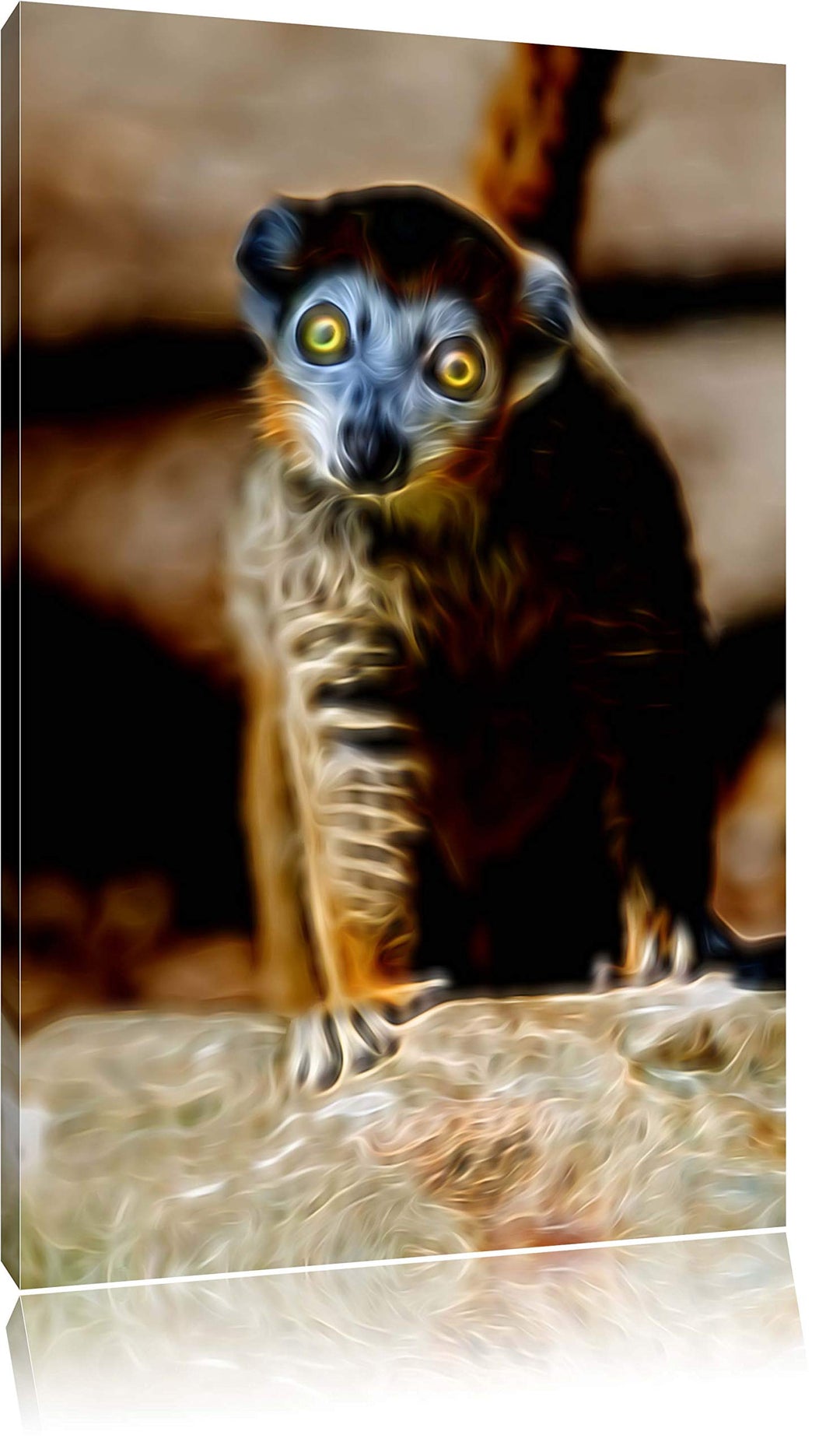 kleiner Sifaka Deluxe Format: 100x70 cm auf Leinwand, XXL riesige Bilder fertig gerahmt mit Keilrahm