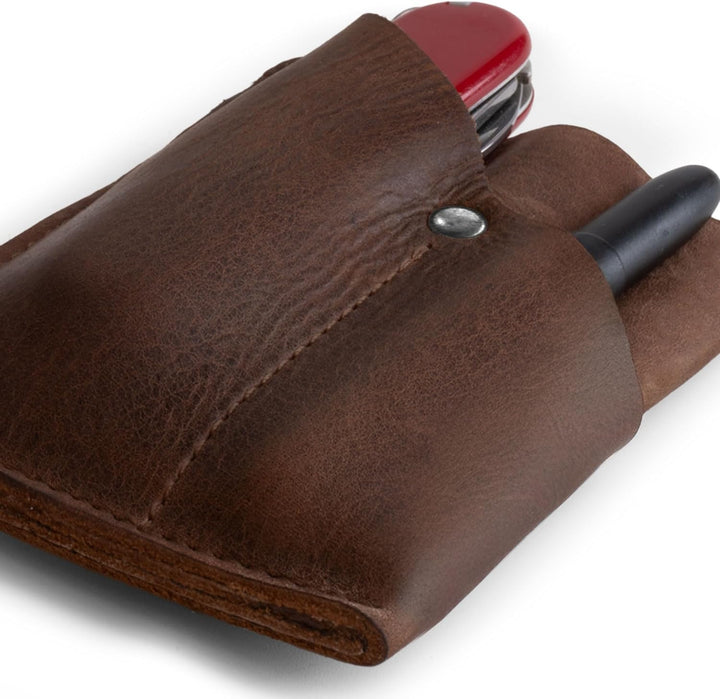 Hide & Drink, Fronttasche Geldbörse Handgefertigt aus Vollnarbenleder - Multitool-Tasche, Kartenhalt