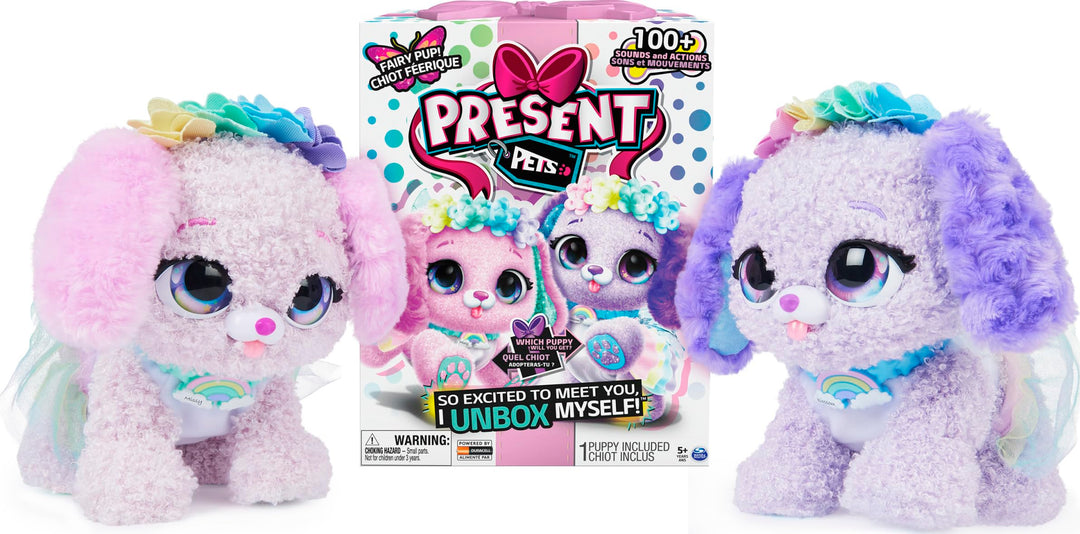 Spinmaster 6061372 GFT PresentPets RainbowFairy BP GML Present Pets Interaktives Plüsch-Spielzeug mi