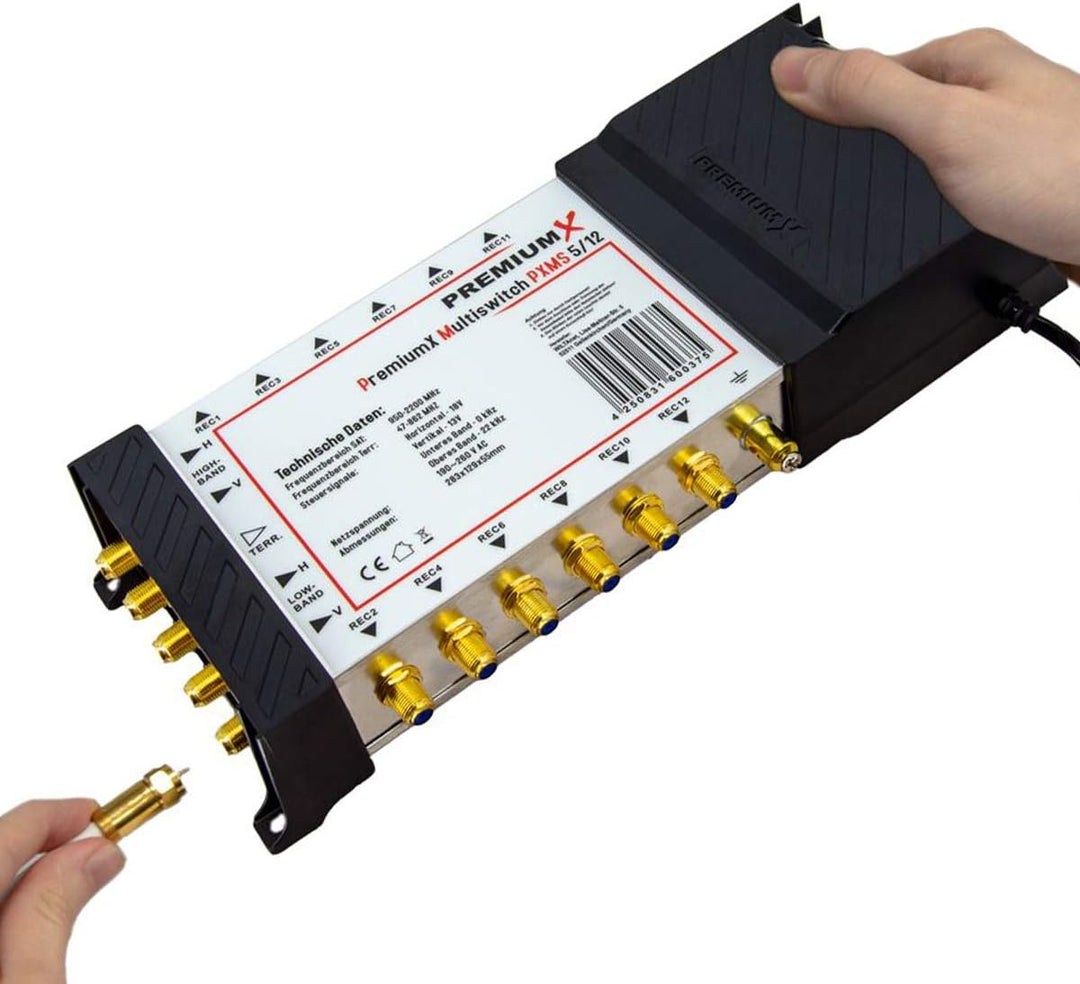 Premium X PXMS 5/12 Multischalter mit Netzteil Multiswitch 1 SAT bis 12 Teilnehmer Satverteiler Digi