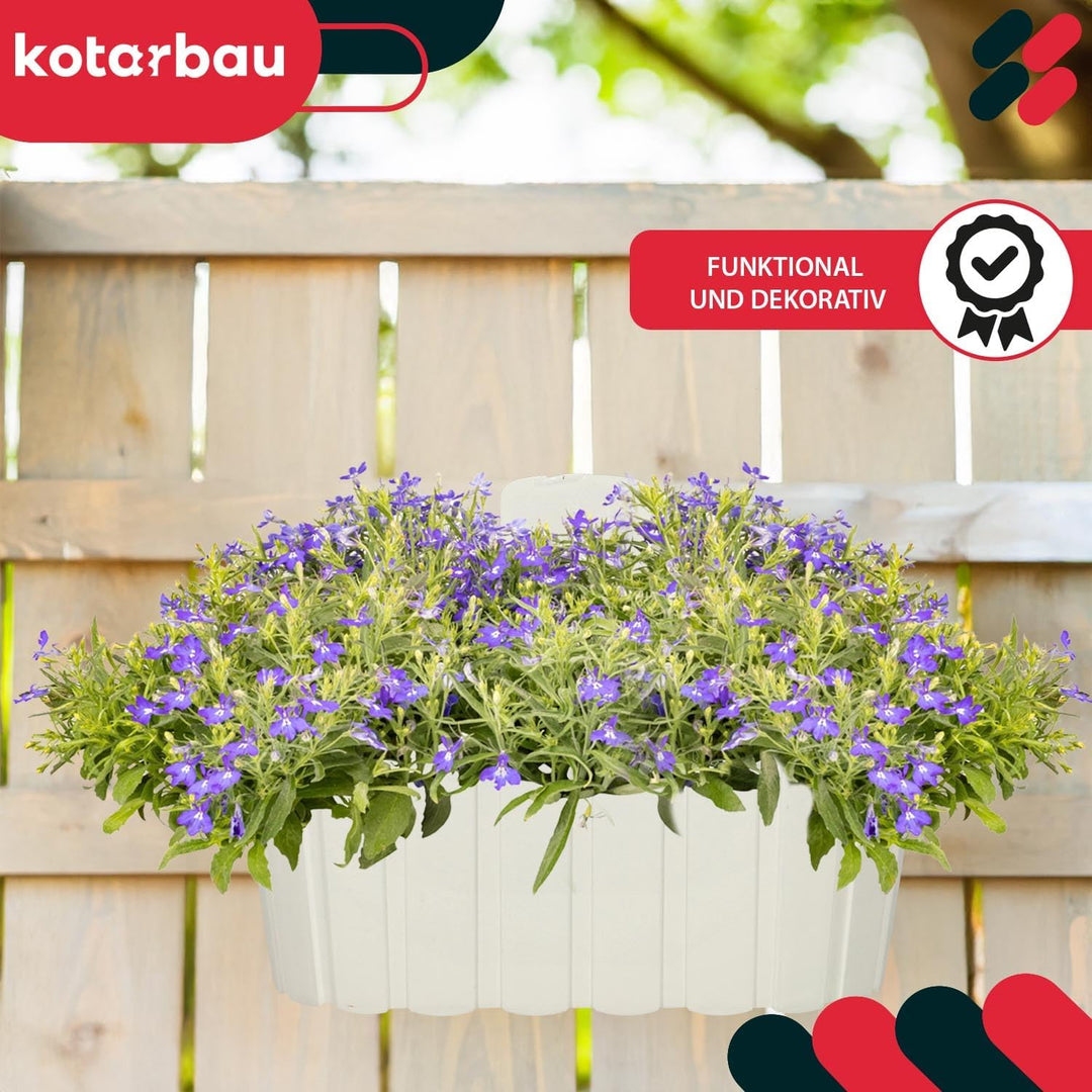 KOTARBAU® 4er Set Blumenkasten Balkon - Wandampel - Blumentopf - 28x14cm H: 13cm Weiss - Wandampel f