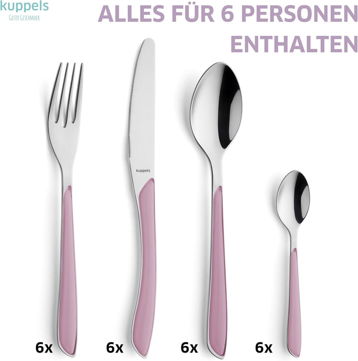 Kuppels Prisma Besteck Set für 6 Personen aus Edelstahl poliert | Besteckset 24-teilig | Hochwertige