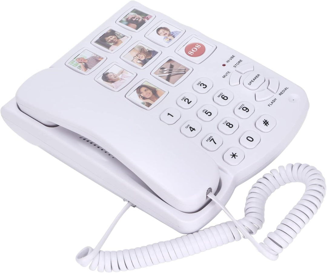 Grosses Tastentelefon für Senioren, LD-858HF Schnurgebundenes Festnetztelefon mit SOS-Taste Vorgespe