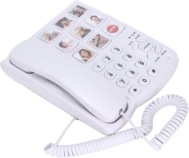 Grosses Tastentelefon für Senioren, LD-858HF Schnurgebundenes Festnetztelefon mit SOS-Taste Vorgespe