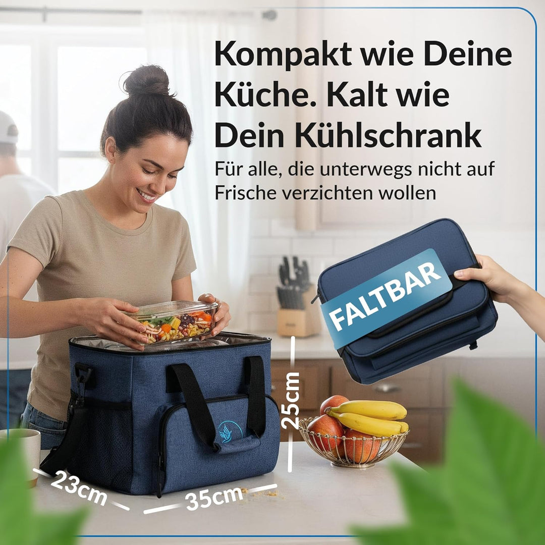 Obics Kühltasche klein 20L & Gross 30L, Kühlbox faltbar mit Flaschenöffner Lunchtasche Herren - lang