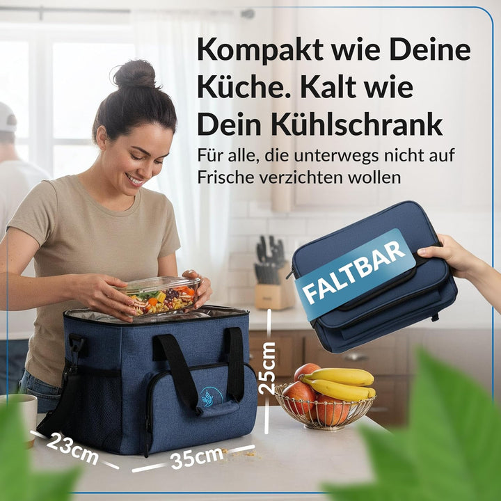 Obics Kühltasche klein 20L & Gross 30L, Kühlbox faltbar mit Flaschenöffner Lunchtasche Herren - lang
