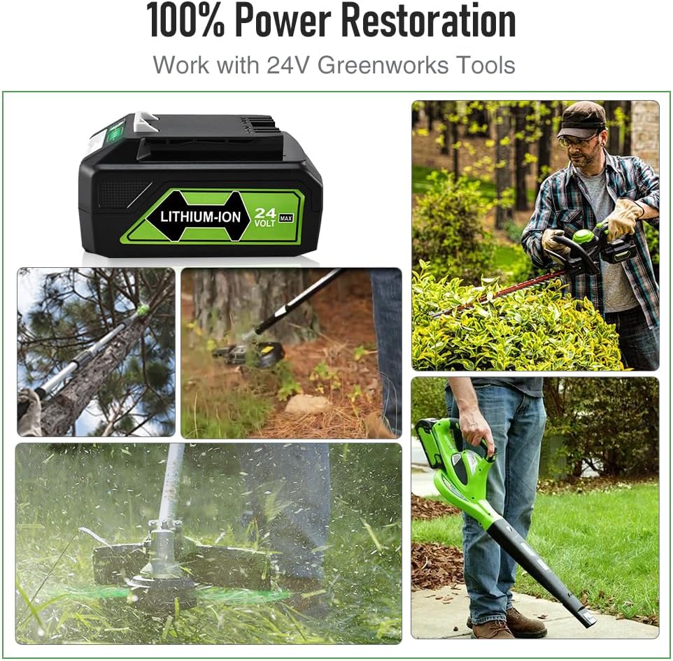 aunstarwei 24V 4.0Ah Ersatzakku für Greenworks 24V Akku 29842 29852 BAG708 BAG711 Kompatibel mit Gre