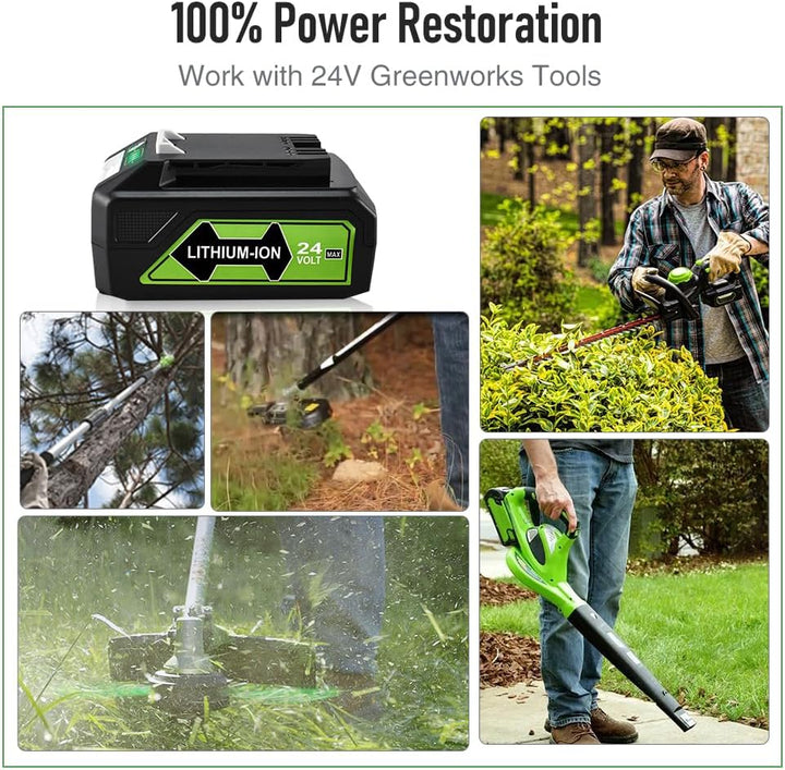 aunstarwei 24V 4.0Ah Ersatzakku für Greenworks 24V Akku 29842 29852 BAG708 BAG711 Kompatibel mit Gre
