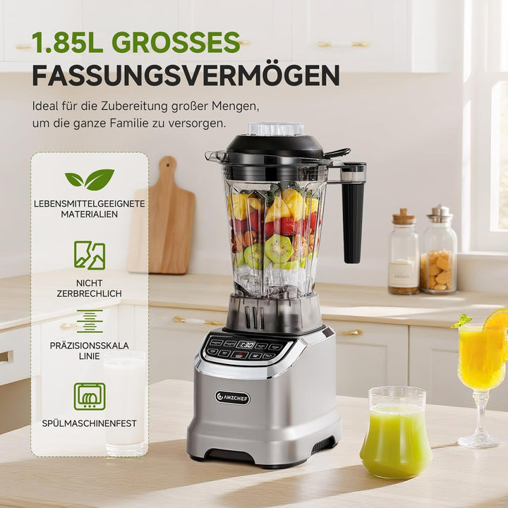 AMZCHEF 2-IN-1 Standmixer mit Zwei Mischbehälter - Blender mixer Hochleistungsmixer 1800 Watt - 1,85