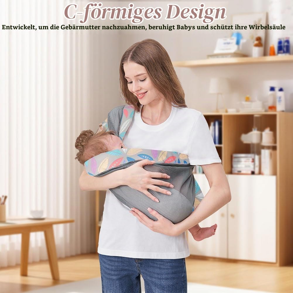 AUYAO Tragetuch Baby Neugeborene Crossbody Babytrage Kleinkind Tragehilfe Einfach Anzuziehen für Müt