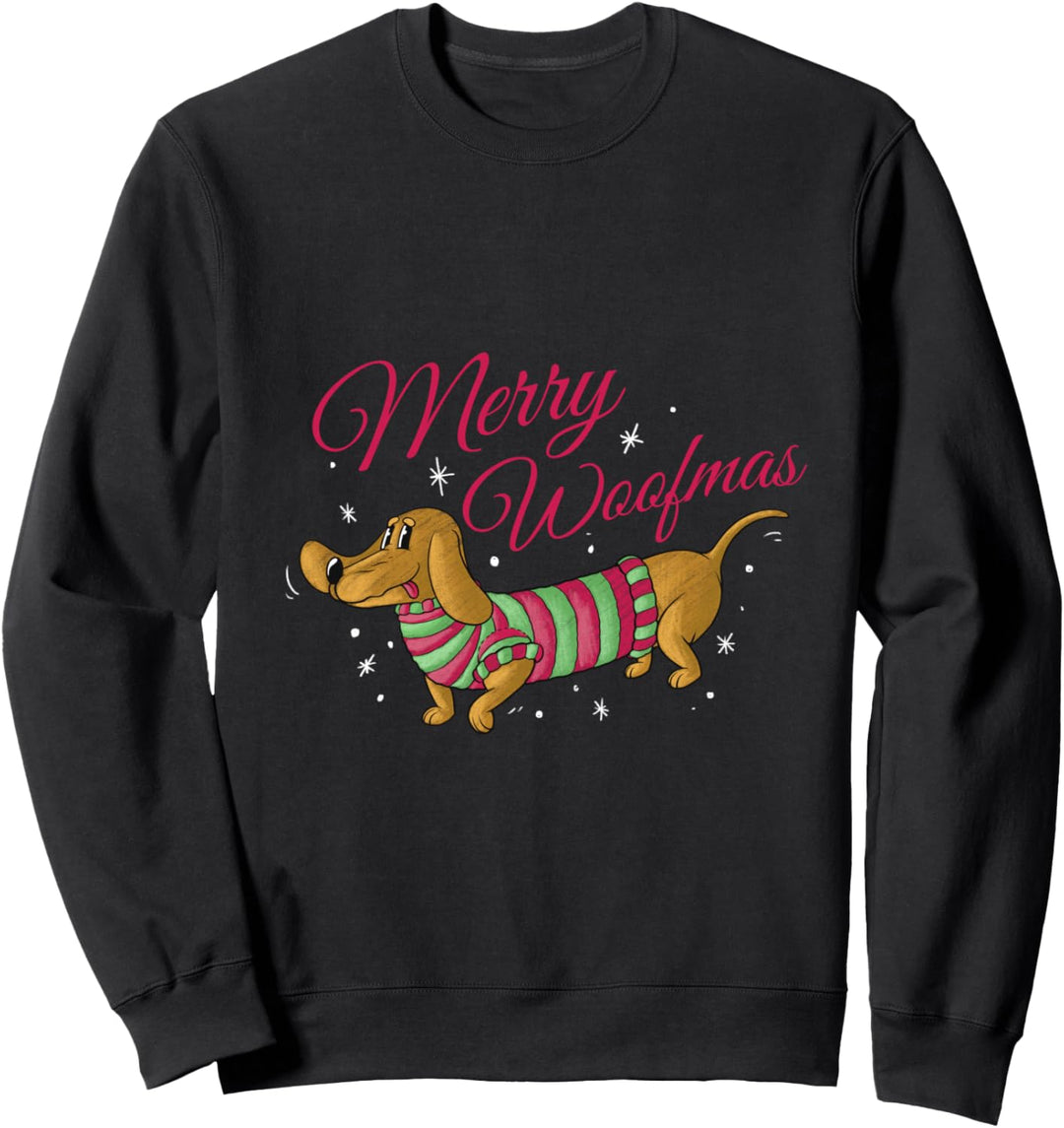 Merry Woofmas Dackel im Weihnachtspullover Sweatshirt