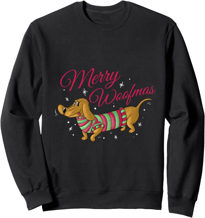 Merry Woofmas Dackel im Weihnachtspullover Sweatshirt