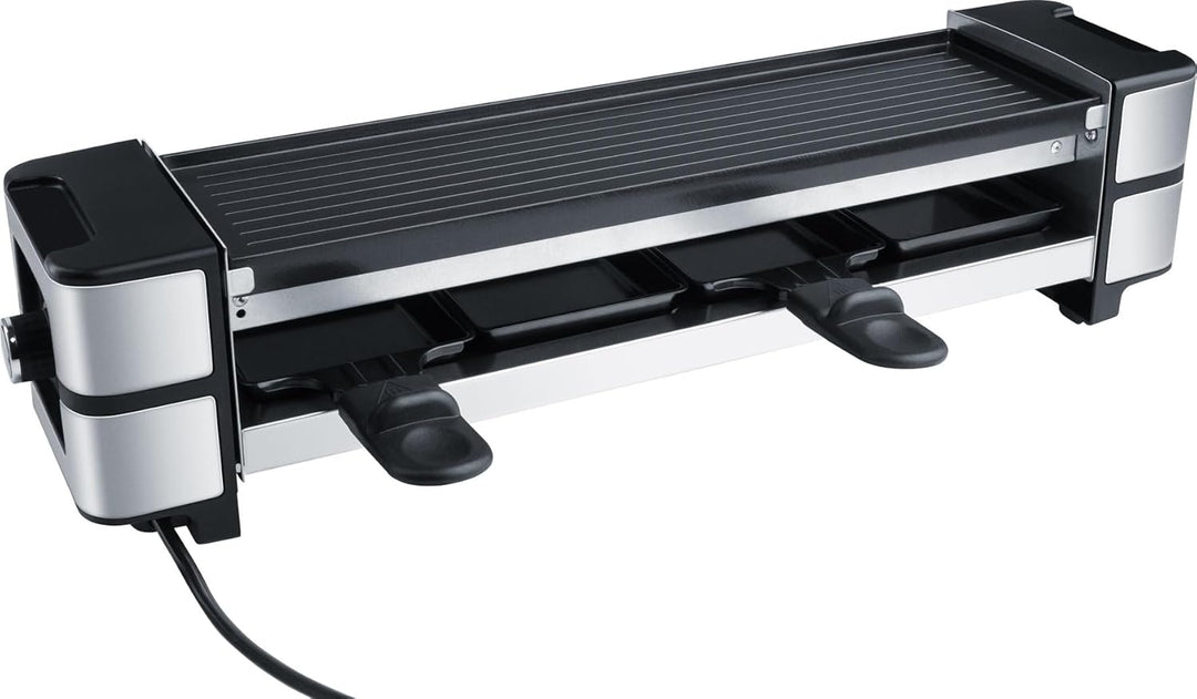 Steba RC 140 Guss-Raclette – PFAS-freie keramikbeschichtete Grillplatte, wendbar, 4 antihaft Pfännch