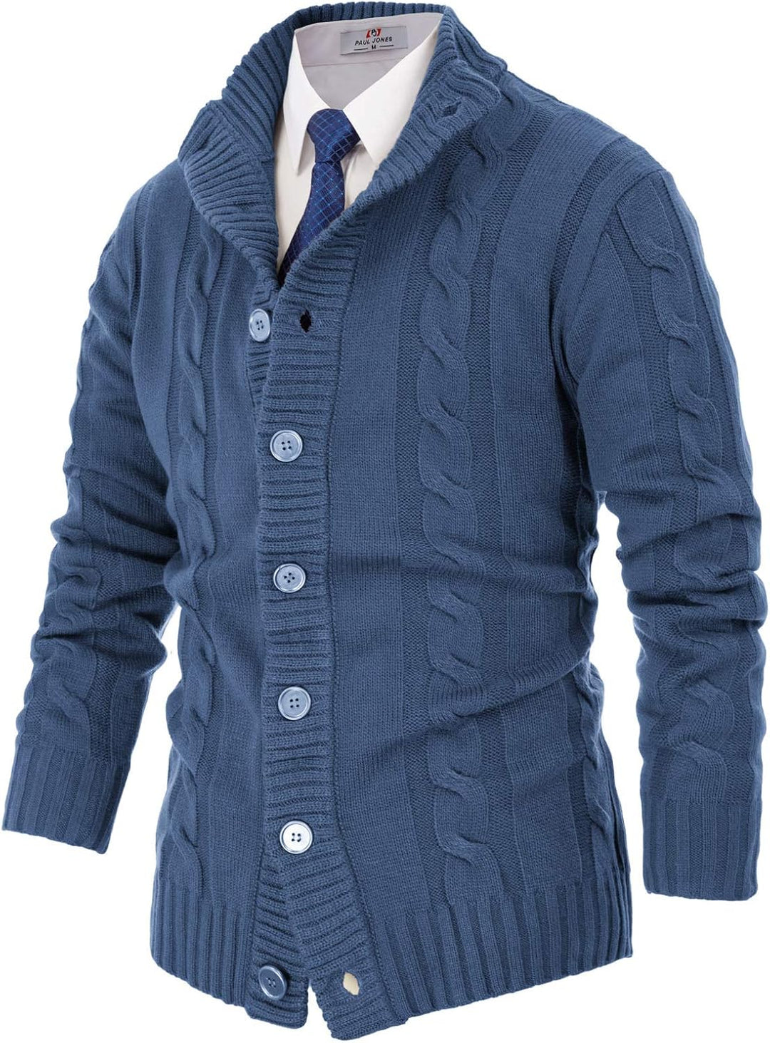 PJ PAUL JONES Herren Strickjacke mit Knopfverschluss Zopfmuster Strickjacke Cardigan mit Gerippter S