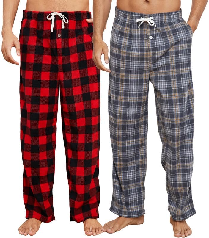 U2SKIIN Pyjamahose Herren lang kariert Schlafhose Schlafanzughosen für Herren Fleece Pyjama Hosen Na