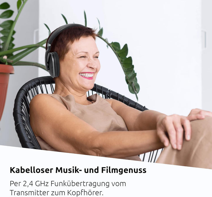 TechniSat STEREOMAN 2 V2 - kabelloser 2,4GHz Funkkopfhörer (für Fernseher und Musikanlagen, mit Dock