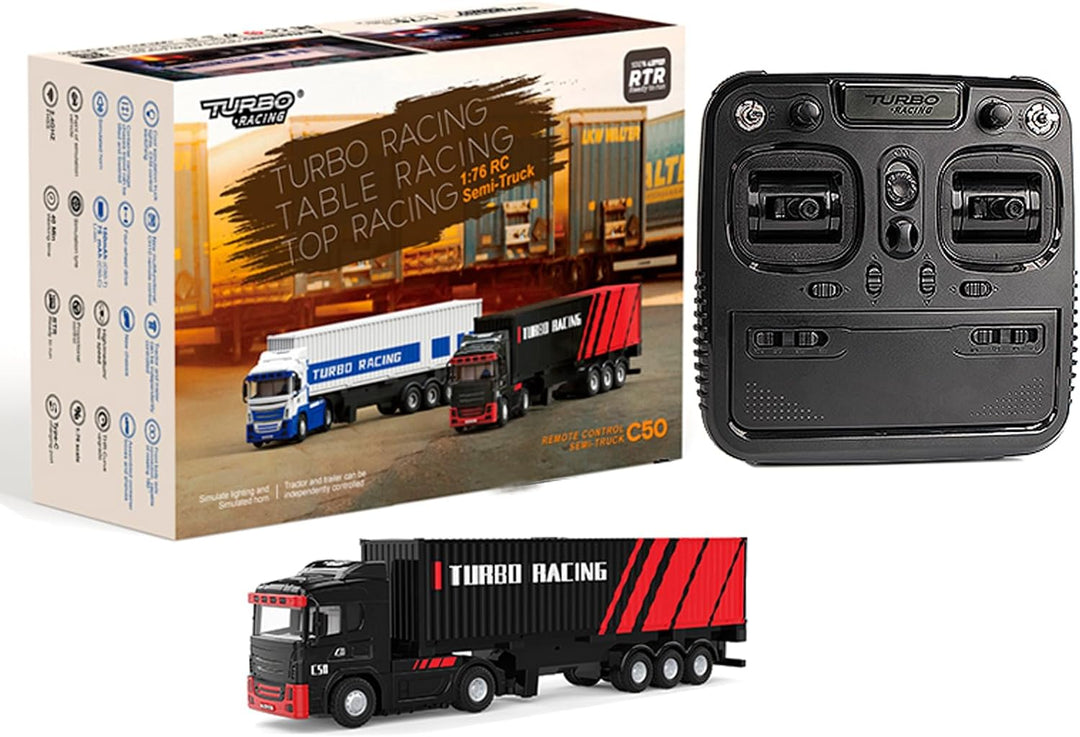FLYCOLOR Turbo Racing 1:76 C50 RTR Traktor Fernbedienung LKW Vierradantrieb Simulierte Scheinwerfer