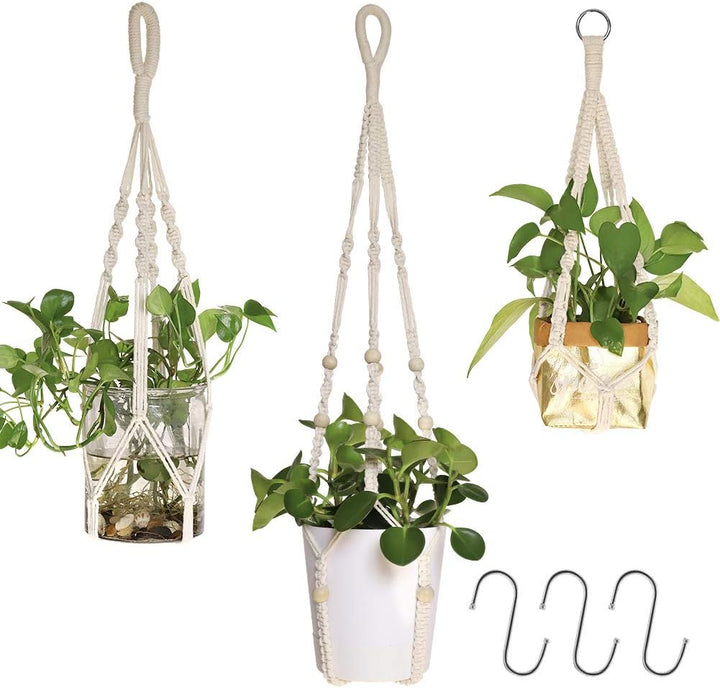 AceList Makramee Blumenampel 3er Set, Blumenampel Innen Aussen für Balkon und Garten Makramee Blumen