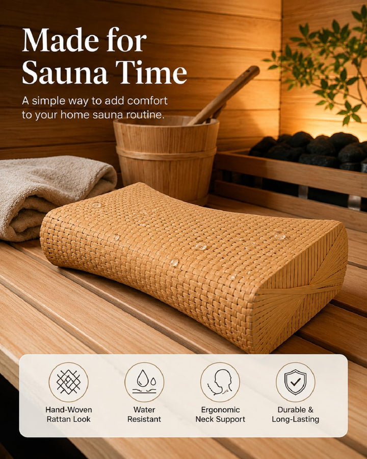 iplusmile Simuliertes Rattan Saunakissen Ergonomisches Nackenstützkissen Für Sauna Dampfbad Wellness