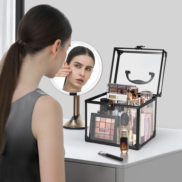 Kosmetikkoffer Transparenter Make Up Koffer Schminkkoffer Tragbare Beauty Case Schaukasten Vitrine A