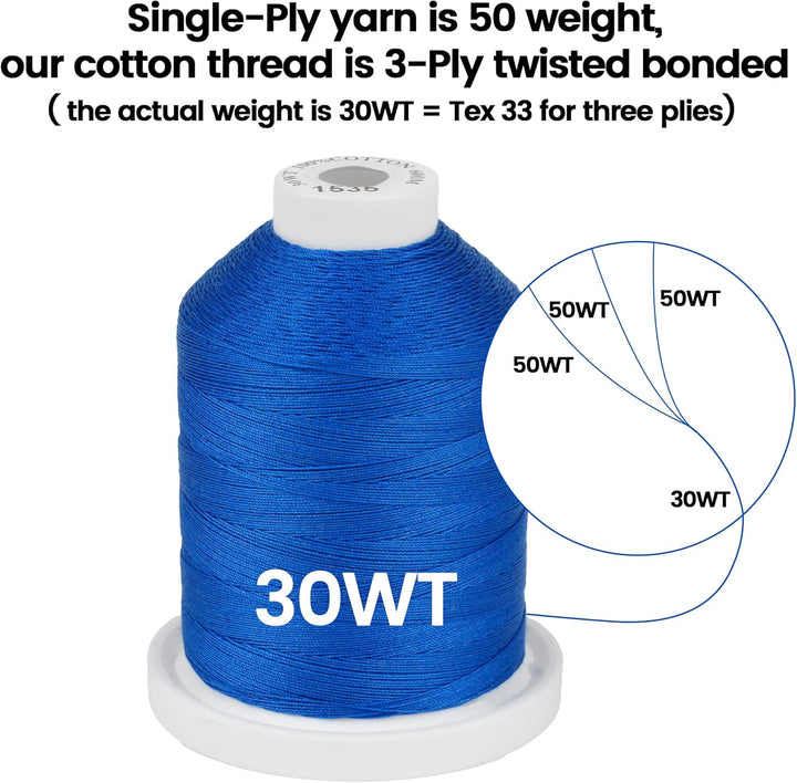 New brothread 24 Grund Farben Mehrzweck 100% Mercerisierte Baumwollfaden 30WT (50S/3) 600M zum Quilt