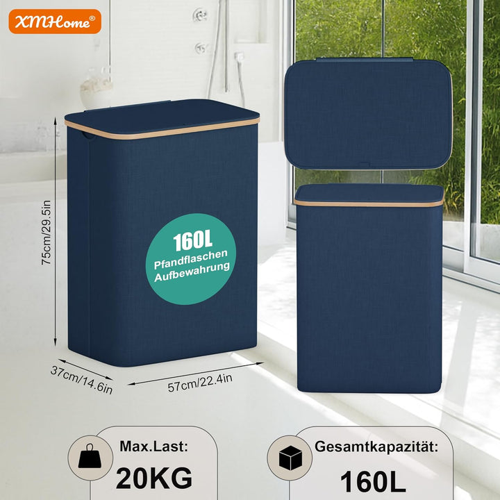 pfandflaschen sammelbehälter 160L Pfandflaschen Sammler mit 2 Fächern Leergut Sammelbehälter mit sta