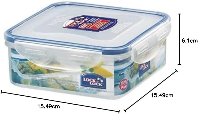 Lock & Lock HPL823 Frischhaltebox, quadratisch, 870 ml, 6 Stück