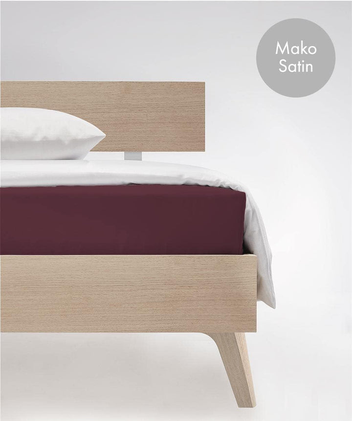 fleuresse Colours Uni-Mako-Satin-Spannbettlaken 160/200 mit Rundumgummi (mit Seitennähten) Pflaume 1