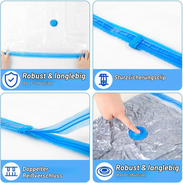 Vakuumbeutel für Kleidung &amp; Bettdecken, 15 Stück Set mit vacuum bags for clothing Handpumpe – Platzs