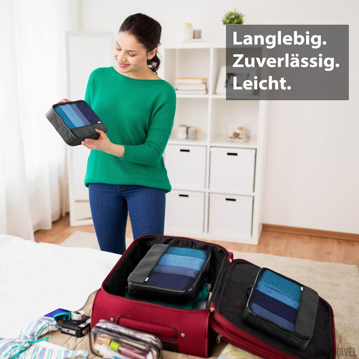 OW-Travel Koffer Organizer Set Schwarz Mittel, leicht zu organisieren, Kofferorganizer Packtaschen S