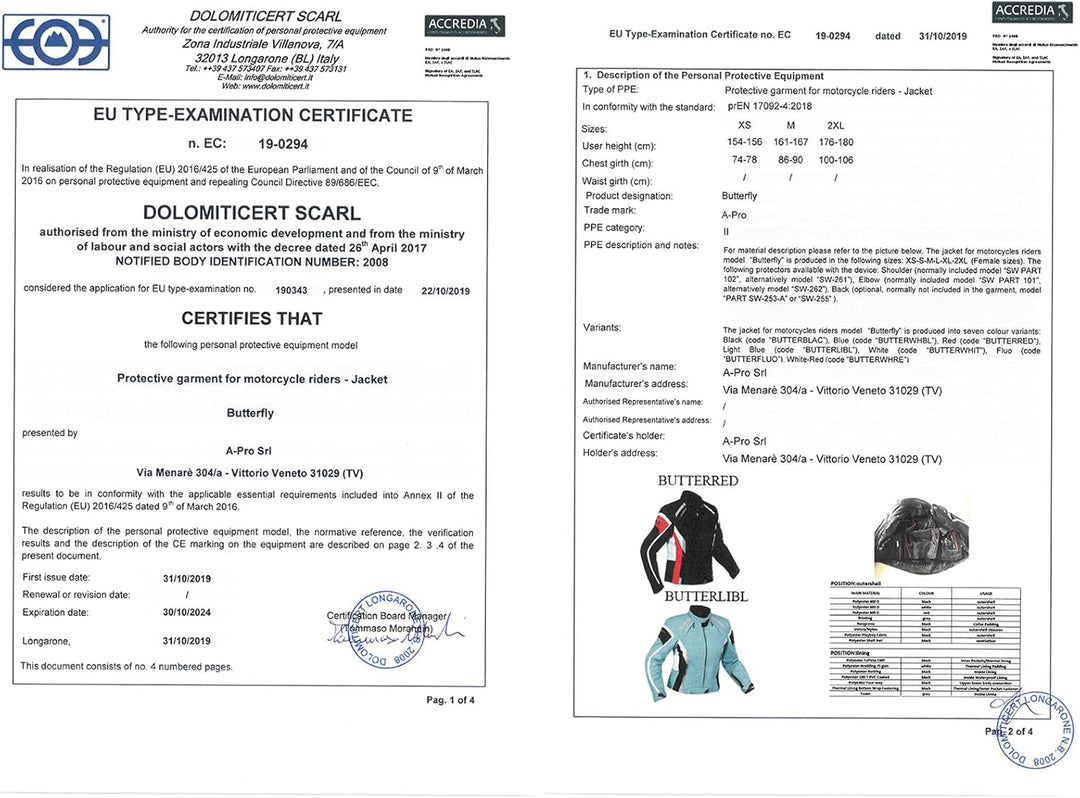 A-Pro Jacke Textil Damen Motorrad Racing All Season CE Protektoren Schwarz XXL