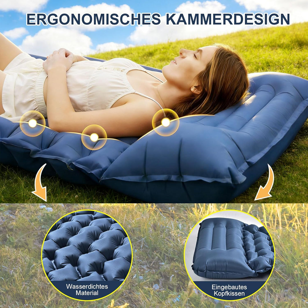 Isomatte Selbstaufblasend, Aufblasbare Luftmatratze Camping, 9cm hoch | Ultraleicht & Kompakt | air