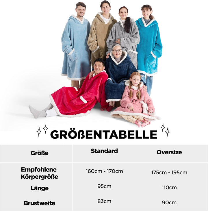 BEDSURE Hoodie Decke mit Ärmeln und Kapuze - Oversize Sherpa Deckenpullover als Geschenke für Herren