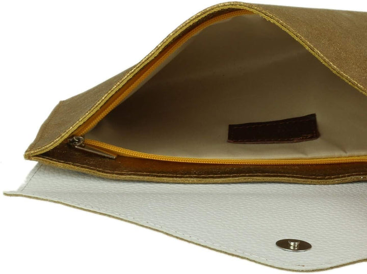 Girly Handbags Umschlag-Clutch aus italienischem Wildleder Altes Gold, Altes Gold
