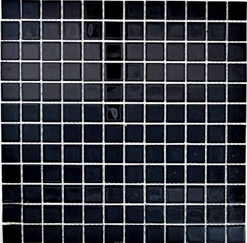 Mosaik Fliese Glasmosaik Crystal schwarz für WAND BAD DUSCHE KÜCHE FLIESENSPIEGEL THEKENVERKLEIDUNG