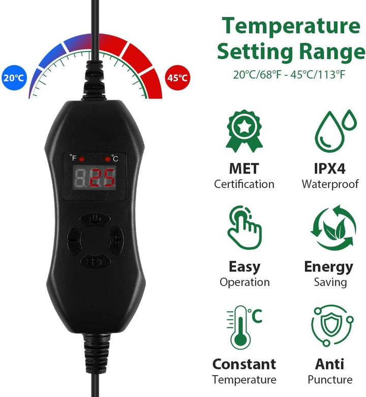 70W Heizmatte Pflanzen mit Thermostat - Schnelle Erwärmun, Feuerschutz, Wasserdicht - Sämlinge Heizm