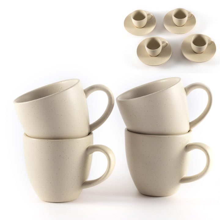 Espressotassen Set aus Steingut – Hochwertiges 4er Set, handgefertigt & dickwandig, Steingut Espress
