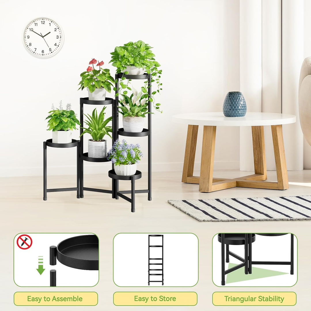 iDavosic.ly Pflanzenständer Metall mit 6 Etagen, Blumenständer Pflanzenregal Blumenregal Indoor Outd