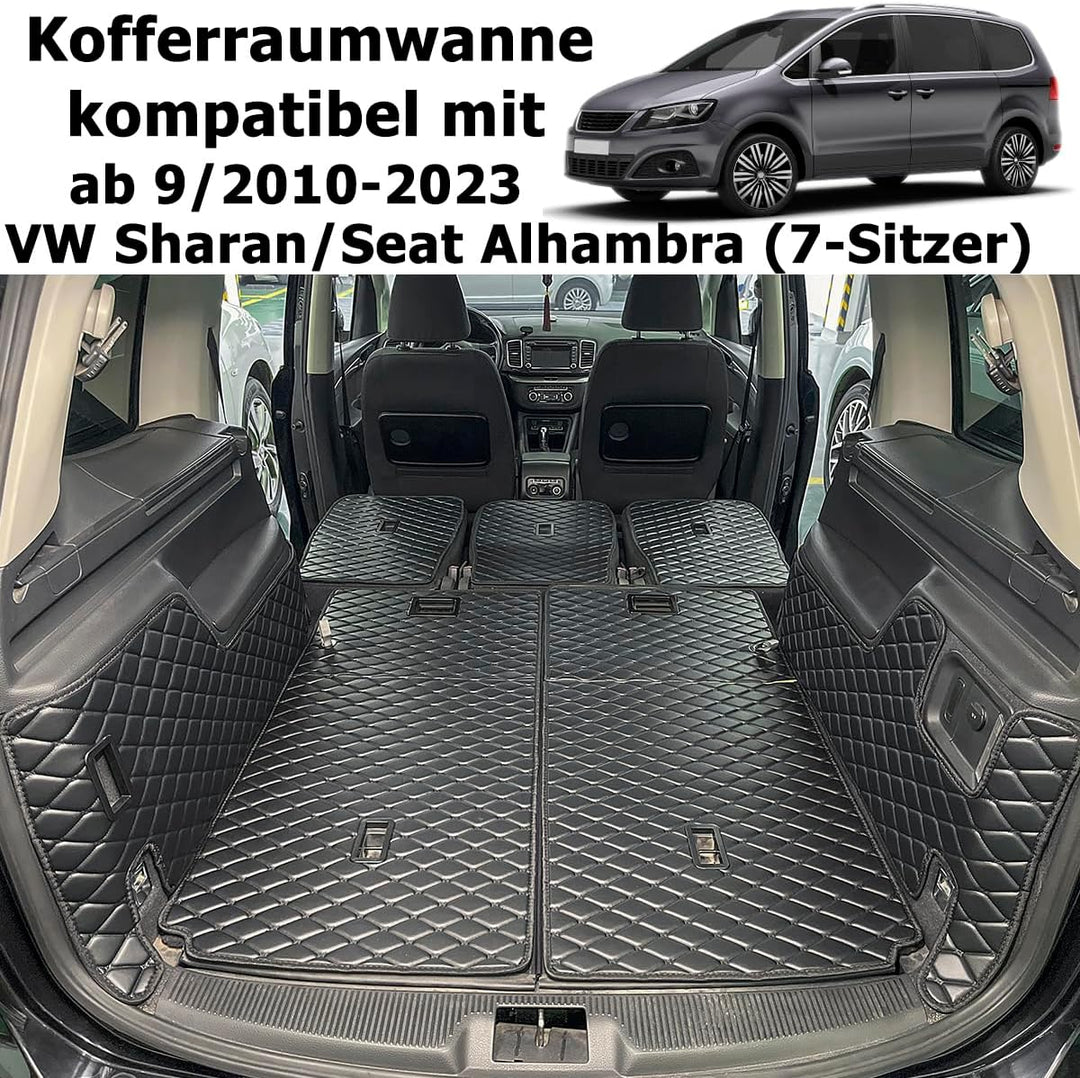 Kofferraumwanne kompatibel mit VW Sharan/Seat Alhambra ab 9/2010-2023 (6/7-Sitzer) Kofferraummatte K