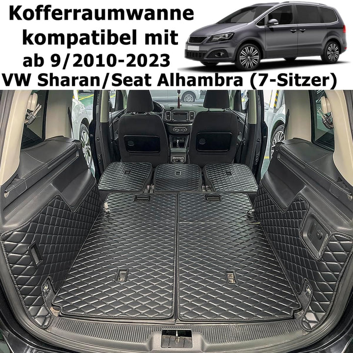 Kofferraumwanne kompatibel mit VW Sharan/Seat Alhambra ab 9/2010-2023 (6/7-Sitzer) Kofferraummatte K