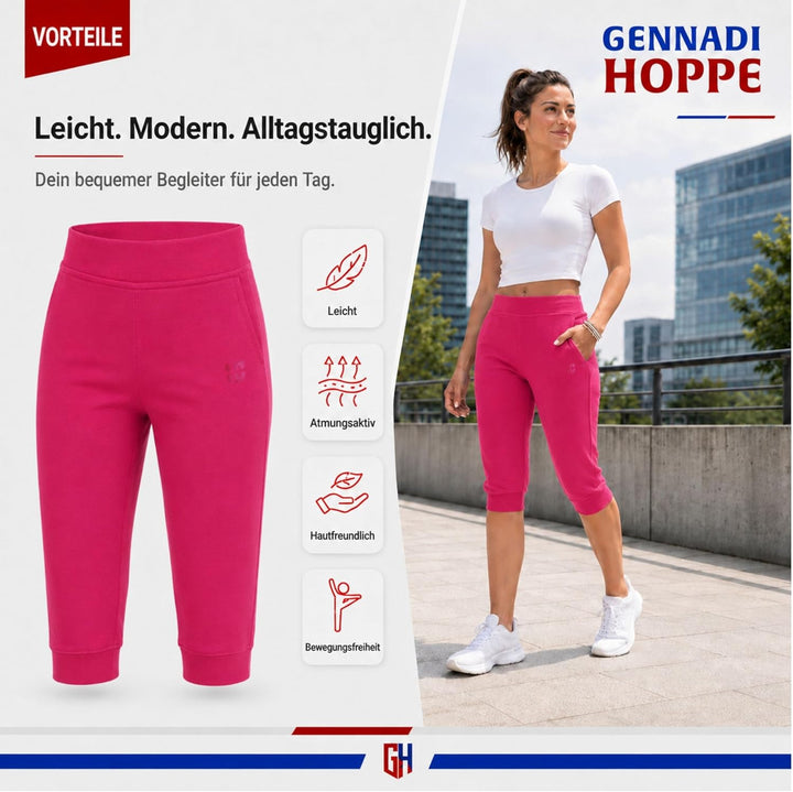 Gennadi Hoppe Damen 3/4 Trainingshose Sporthose Kurze Hose Sport Fitness Jogginghose Shorts Barmuda