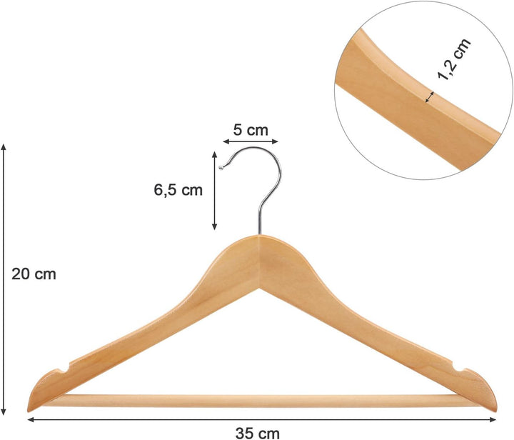 SONGMICS Kinderkleiderbügel, 20er Set Kleiderbügel Kinder, 35 cm Lange Bügel aus Holz, Massivholz, m